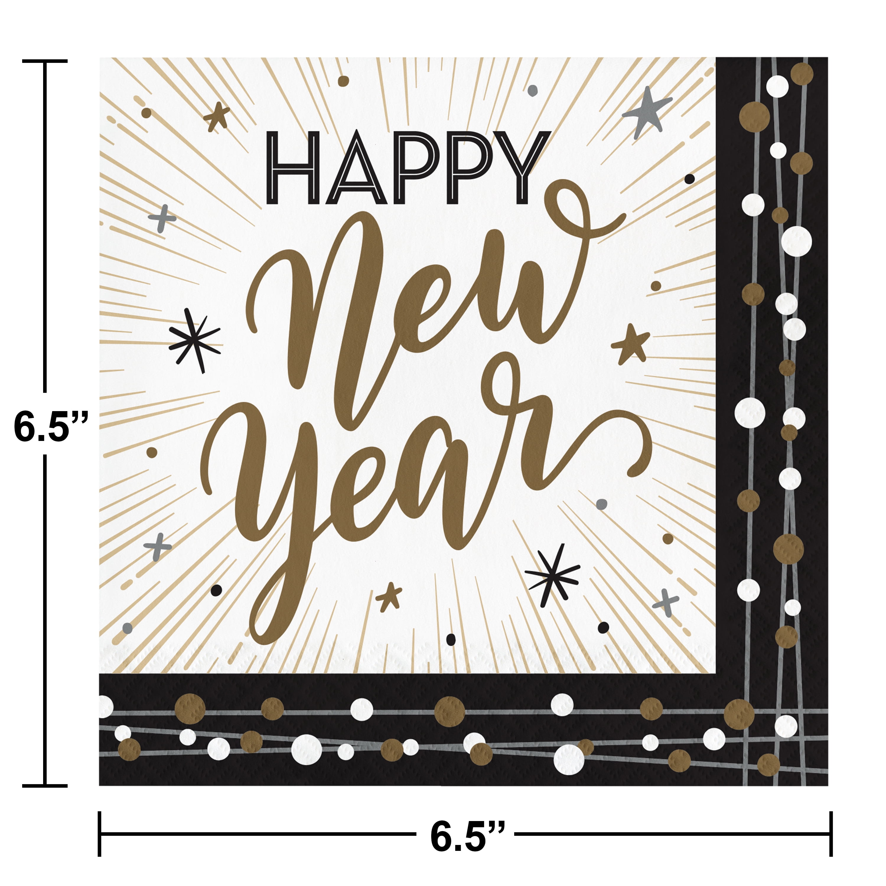 Creative Converting New Years Shimmer Dinner Paper Plates and Napkins Set, Serves 16