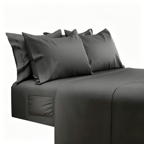 King Size Sheets Set – 4 pcs Super Soft & Lightweight Cooling Sheets – up to 21” Deep Pocket King Sheet Set – Hotel Luxury Sheets & Pillowcases – 100% Fine Microfiber with Side Pocket Gray