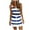 Blue, variant on Idoravan Women Sets Clothing Women Summer V-Neck Stripe Printed Casual Sleeveless Shirt Drawstring Crop Top and Skirt Two Piece Set