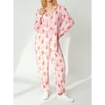 thumbnail image 6 of Sedceaty Female Nightwear, Floral Print Long Sleeve Hooded Jumpsuit Romper with Zipper for Fall Winter, S/M/L/XL, 6 of 9