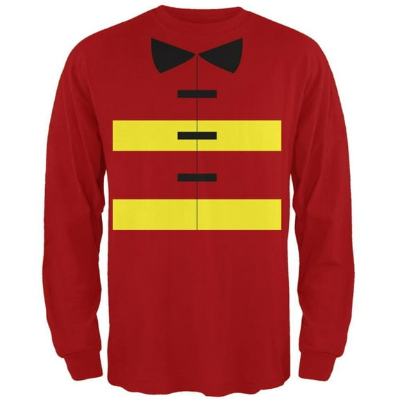 Halloween Fireman Costume Red Adult Long Sleeve T-Shirt - 2X-Large