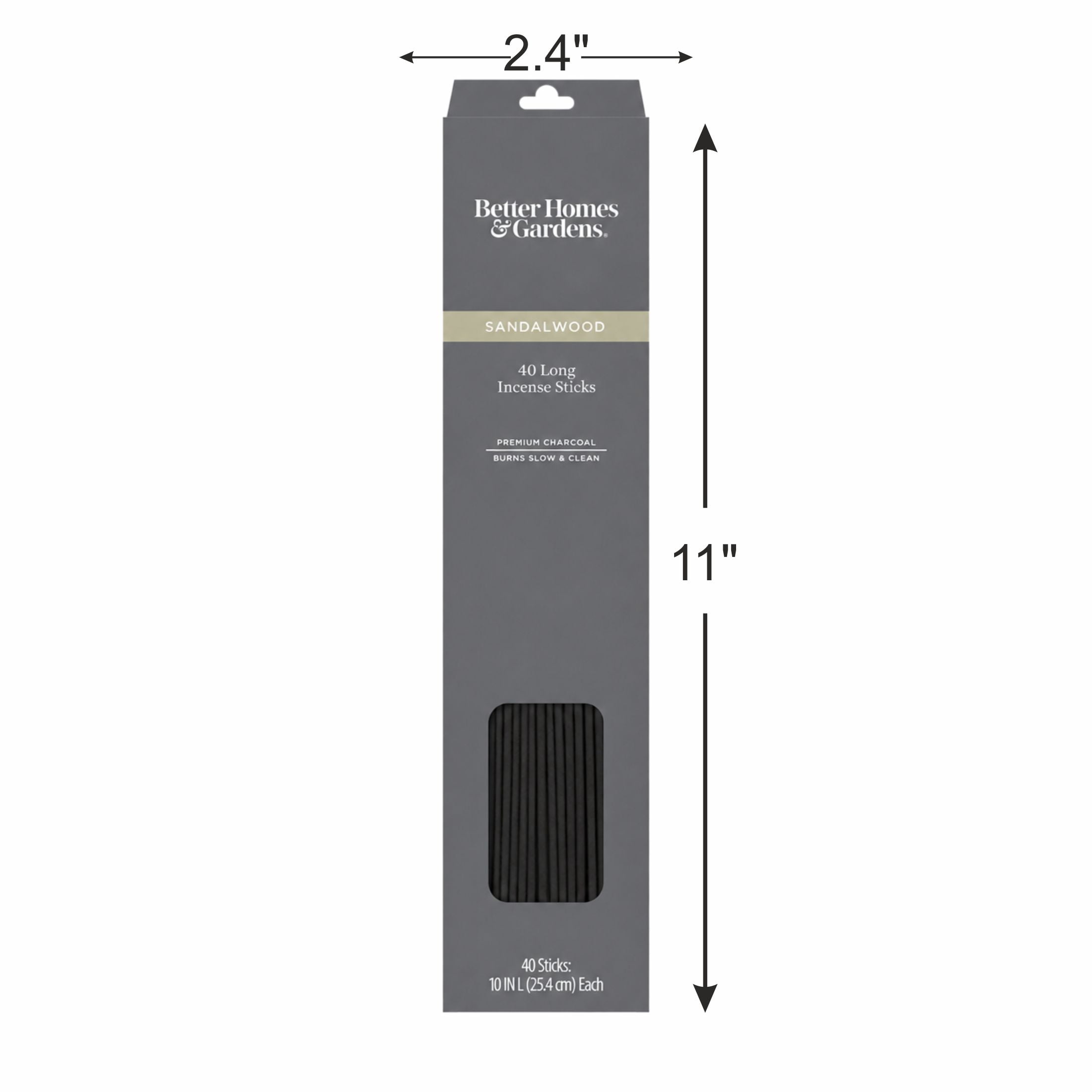 Better Homes & Gardens 10” Premium Charcoal Incense Sticks, Sandalwood, 40 Pack