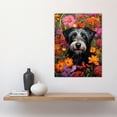 thumbnail image 2 of Black Terrier Dog In Bold Vibrant Spring Meadow Flowers William Morris Style Pattern Artwork Norfolk Large Wall Art Poster Print Thick Paper 18X24 Inch, 2 of 5