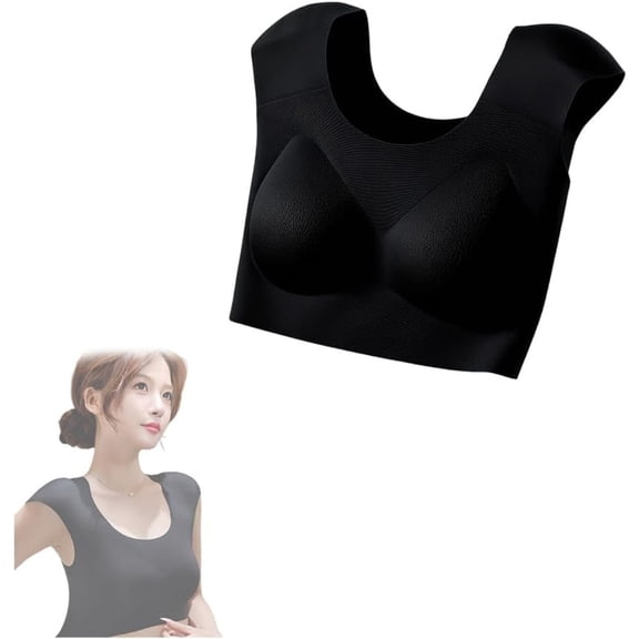 Women’s 2-in-1 Seamless Underwear with Built-in Shoulder Pad,High Elastic Comfortable Wireless Bra