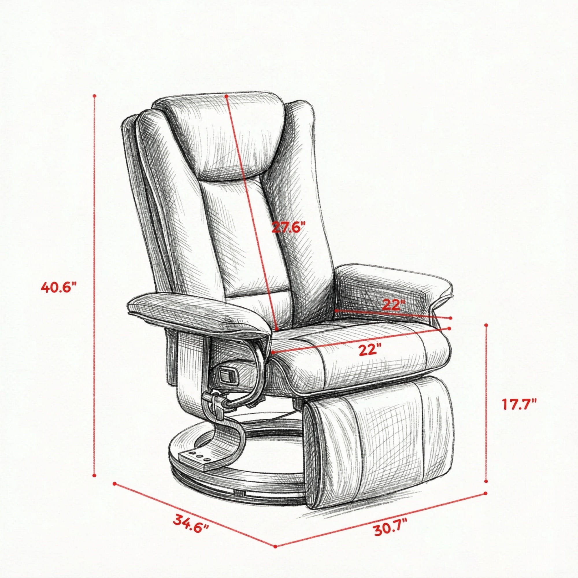 Modern Leather Swivel Recliner with Footrest, Compact Armchair
