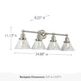 thumbnail image 5 of Augustin 35" Satin Nickel 4-Light Dimmable Vanity Light with Seeded Glass Shades, 5 of 9