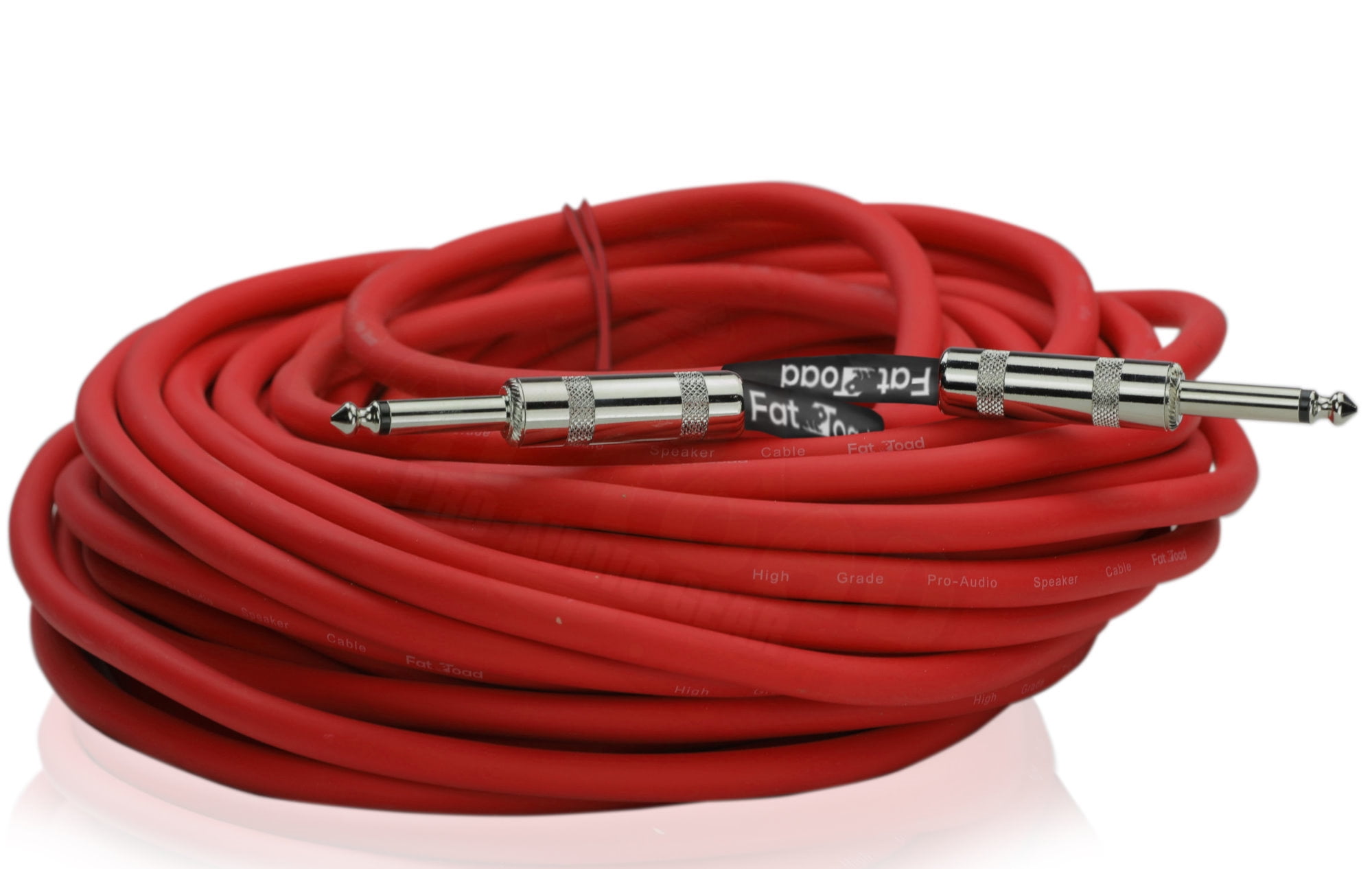 Fat Toad Speaker Cable - 1/4" to 1/4 inch Male Jack - 50 ft Professional Pro Audio Red Speaker PA Patch Cord - 12 AWG Gauge Wire for Impeccable Studio Recording & Stage Performance Gear