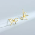 thumbnail image 2 of ELBLUVF 925 Sterling Silver Gold Plated Bow Butterfly Ribbon Bowknot Stud Earrings For Women (Gold), 2 of 4