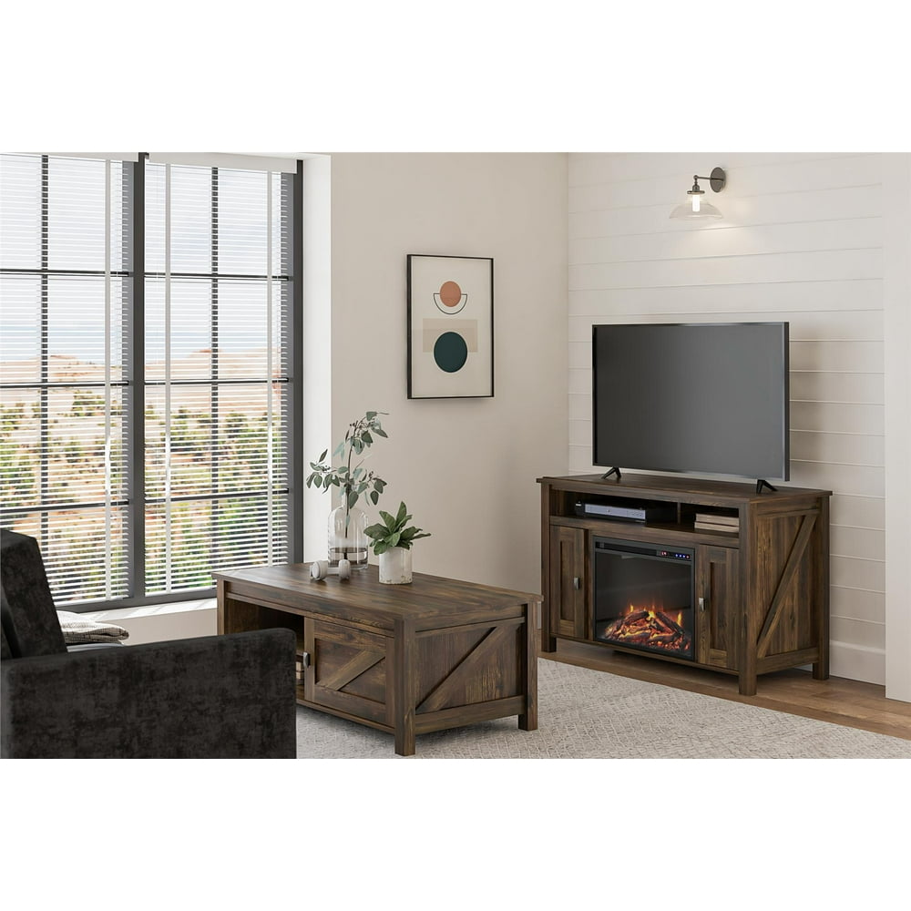 Woven Paths Scandi Farmhouse Electric Fireplace TV Console for TVs up