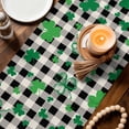 thumbnail image 3 of St. Patrick's Day Table Runner - 120 Inch Long Spring Green Shamrock Black Plaid Beige Cotton and Linen Blended Dress Scarves Farmhouse Table Runner for Kitchen Dining, Coffee Table, 13" x 120", 3 of 8