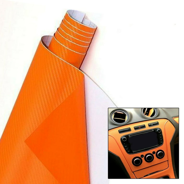 Car Orange Carbon Fiber Vinyl Wrap Sticker Interior Accessories Panel  50x12Inch 