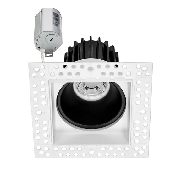 Maxxima 2 in. Trimless Slim Square Recessed Anti-Glare LED Downlight, White Recess Black Baffle, 600 Lumens, 5 CCT 2700K-5000K