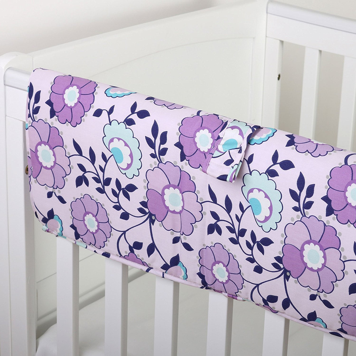 Zoe Purple Floral Crib Rail Guard by, Crib rail guard protects your teething baby from harmful