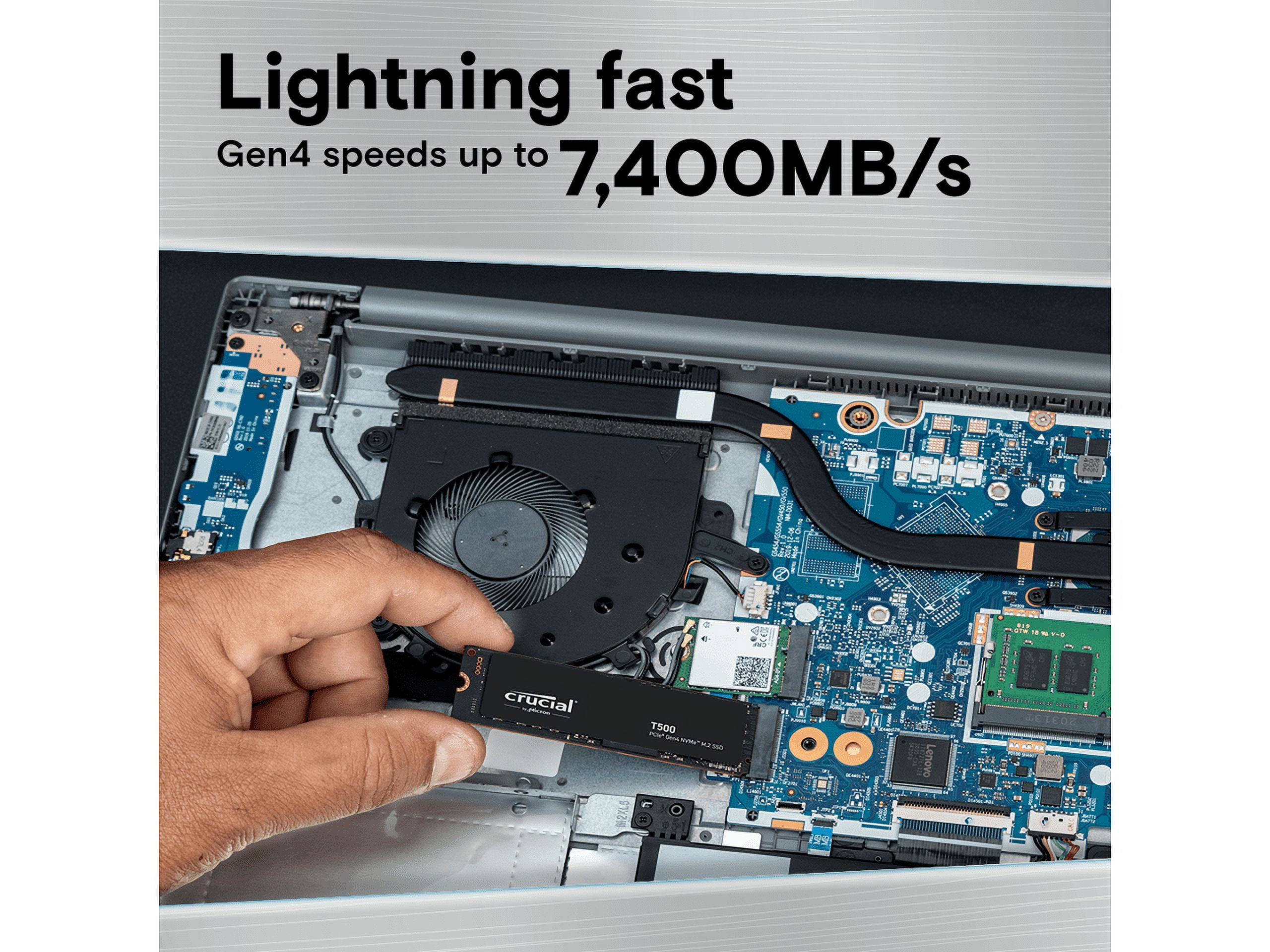 crucial Crucial T500 2TB PCIe Gen4 NVMe M.2 SSD CT2000T500SSD8JP : Crucial T500 2TB Gen4 NVMe M.2 Internal Gaming SSD Pro