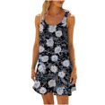 thumbnail image 2 of Summer Savings!GaThRRgYP Women's Summer Floral Short Sleeve Dress,Women's Round Neck Sleeveless Gradient Tie Dyed Beach Dress, 2 of 6