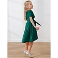 thumbnail image 6 of Flower Girl Dresses Wedding Guest Bridesmaid Party Short Sleeve Ruffle Velvet Formal Midi Teens Girls Dress Size 4-13Y, 6 of 13