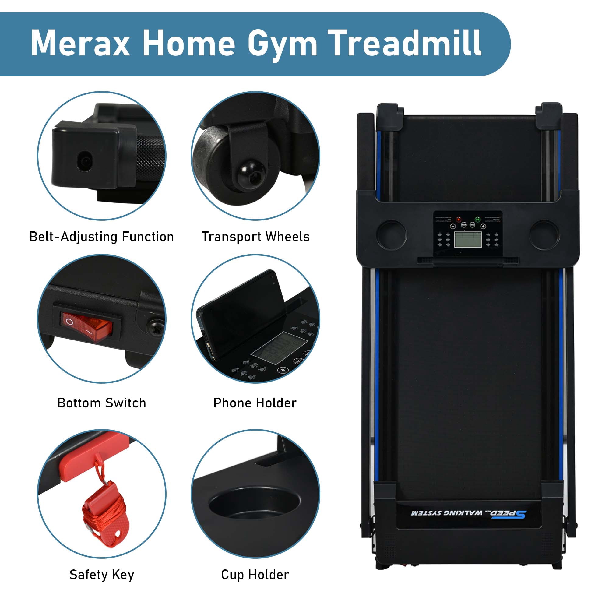 Aukfa Folding Treadmill, 2.5HP Compact Walking Treadmill with LCD Display, 265LB Capacity for Home Office