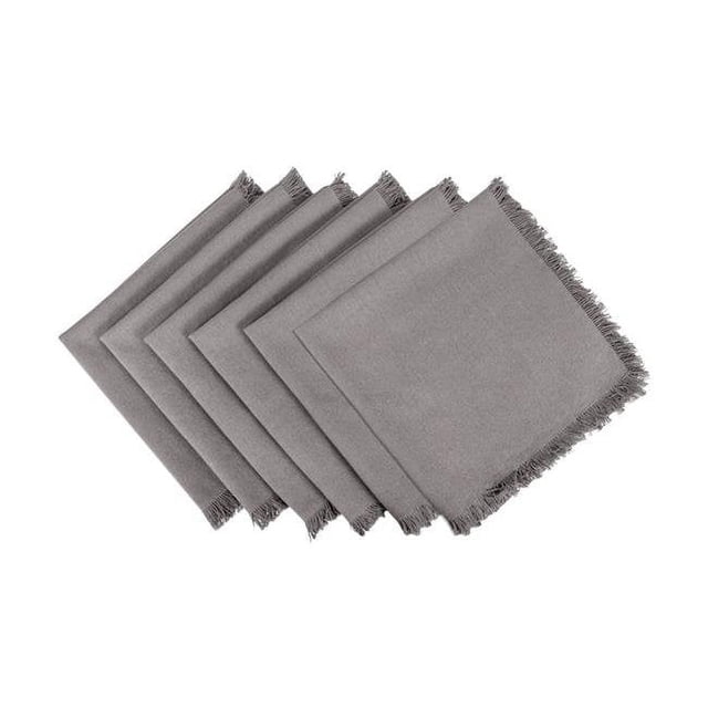 Design Imports CAMZ37565 Serviette à Franges Lourde Gris Uni - Ensemble de 6