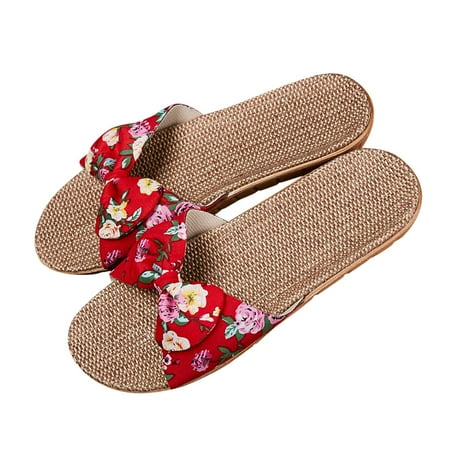 

Cathalem Slippers For Fashion Ladies Women Breathable Bohemia Beach Slip On Shoes Casual Sandals Womens Size 11 Slippers Red 10