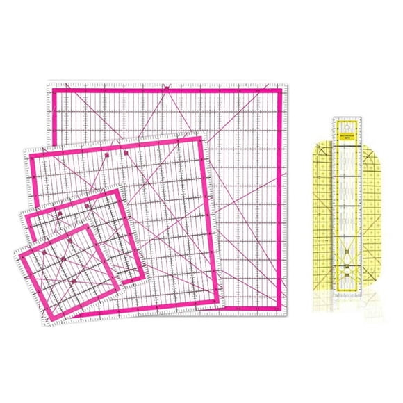 6 Pieces Acrylic Quilting Rulers Square Fabric Cutting Ruler with Clear Mark Quilting Ruler Ironing Ruler for Craft