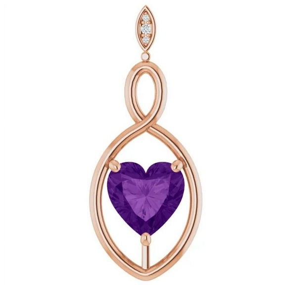 Pompeii 9mm Amethyst Women's Heart Pendant in 14k Gold Necklace 6mm Tall (,)