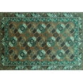 thumbnail image 1 of Ahgly Company Machine Washable Indoor Rectangle Oriental Turquoise Blue Industrial Area Rugs, 6' x 9', 1 of 4
