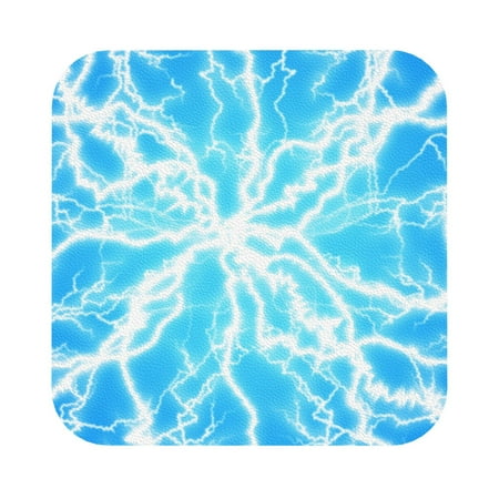 

Gaeub Light blue flash Print 6 Pcs Leather Coasters for Drinks Drink Coasters Sets Drink Table Cup Coasters for Living Room Kitchen Coffee Decor Square