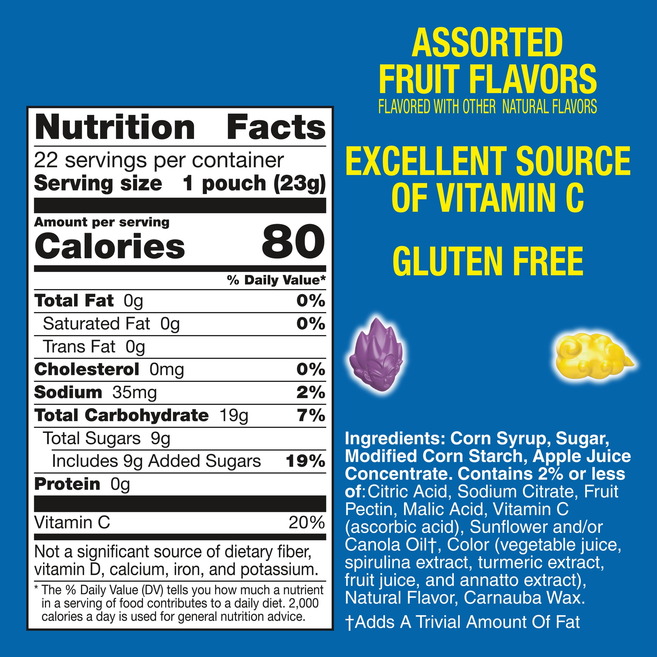 Dragon Ball Z Fruit Flavored Snacks, Gluten Free, 22Ct, 17.6 oz