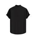 thumbnail image 4 of Lovskoo Mens Button Down Short Sleeve Shirt Collared Shirt Formal Solid Color Print Shirt Blouse Black, 4 of 5