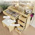 PPorfamilia Vanity Desk with Mirror and Lights, 5 Drawers Makeup