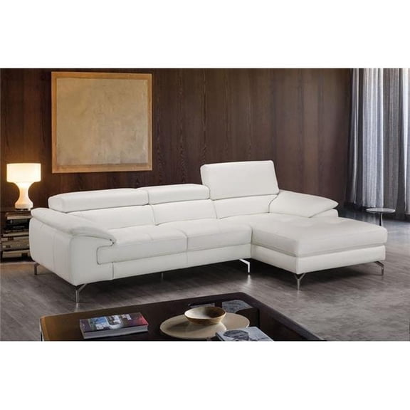 J&M Furniture 18272-RHFC Alice Premium Right Facing Chaise Leather Sectional Sofa, White