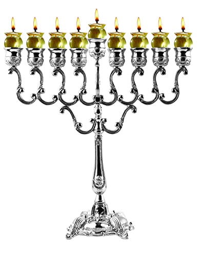 8-Inch Silver Plated Majestic Giftware MN-HA19379BS Hanukkah Menorah