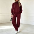 thumbnail image 5 of Atkumj Knit Sets Two Piece Women Stylish Ribbed Mock Neck Long Sleeve and Wide Leg Pants Suits 2 Piece Set Casual Loose Solid Color Two Piece Sets for Women Fall S, 5 of 8