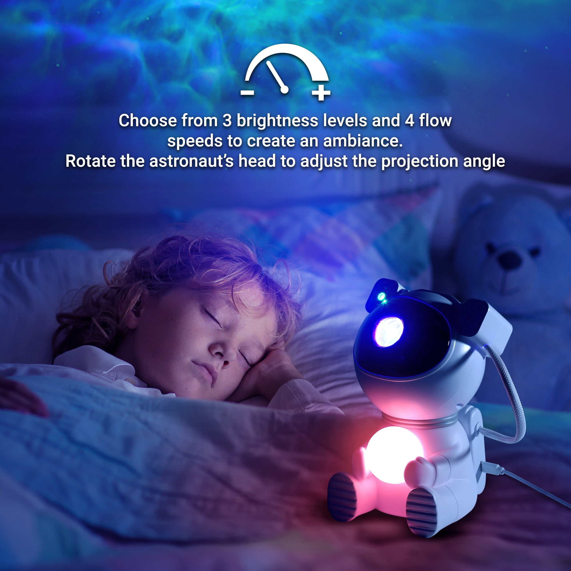 Xtreme Lit USB Powered Astronaut Galaxy LED Night Light Projector with Remote, Multicolor