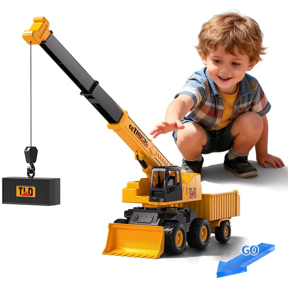 Lucky Doug Construction Car Toys for Kids Ages 3-5-8, 3 in 1 Construction Truck Play Vehicle Set- Crane, Dump truck, Bulldozer
