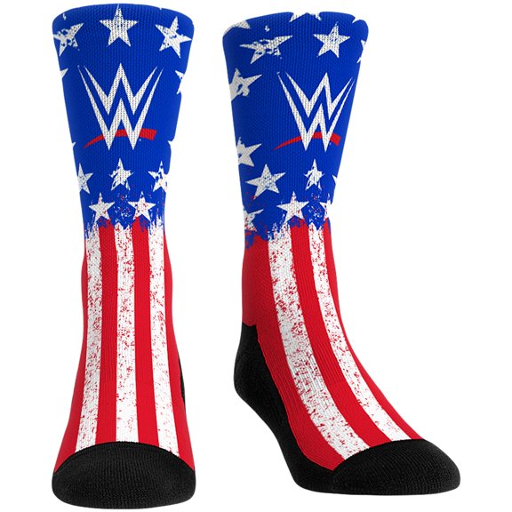 Unisex WWE Logo Worn USA Flag Crew Socks