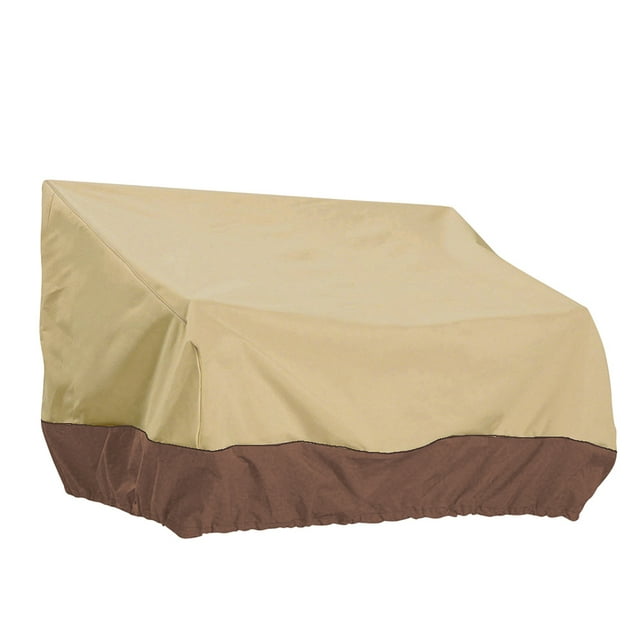 Cubierta de sofá para varias personas al aire libre A prueba de lluvia Hogar Recubierto de plata Tela Oxford Patio delantero Cubiertas de banco Accesorios para muebles exteriores Tipo 1 Beige Marrón Speravity HA010209-01B