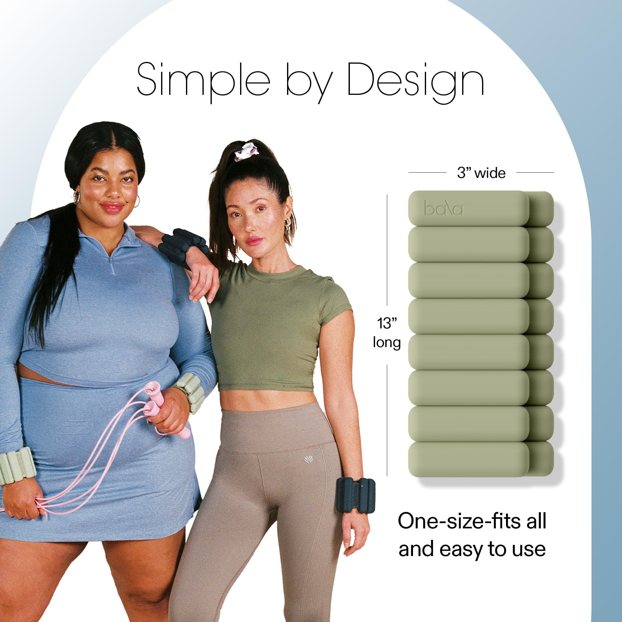 Bala Bangles Wrist & Ankle Weights for Women & Men (Sage) - 1 Pound Silicone Bracelet Set
