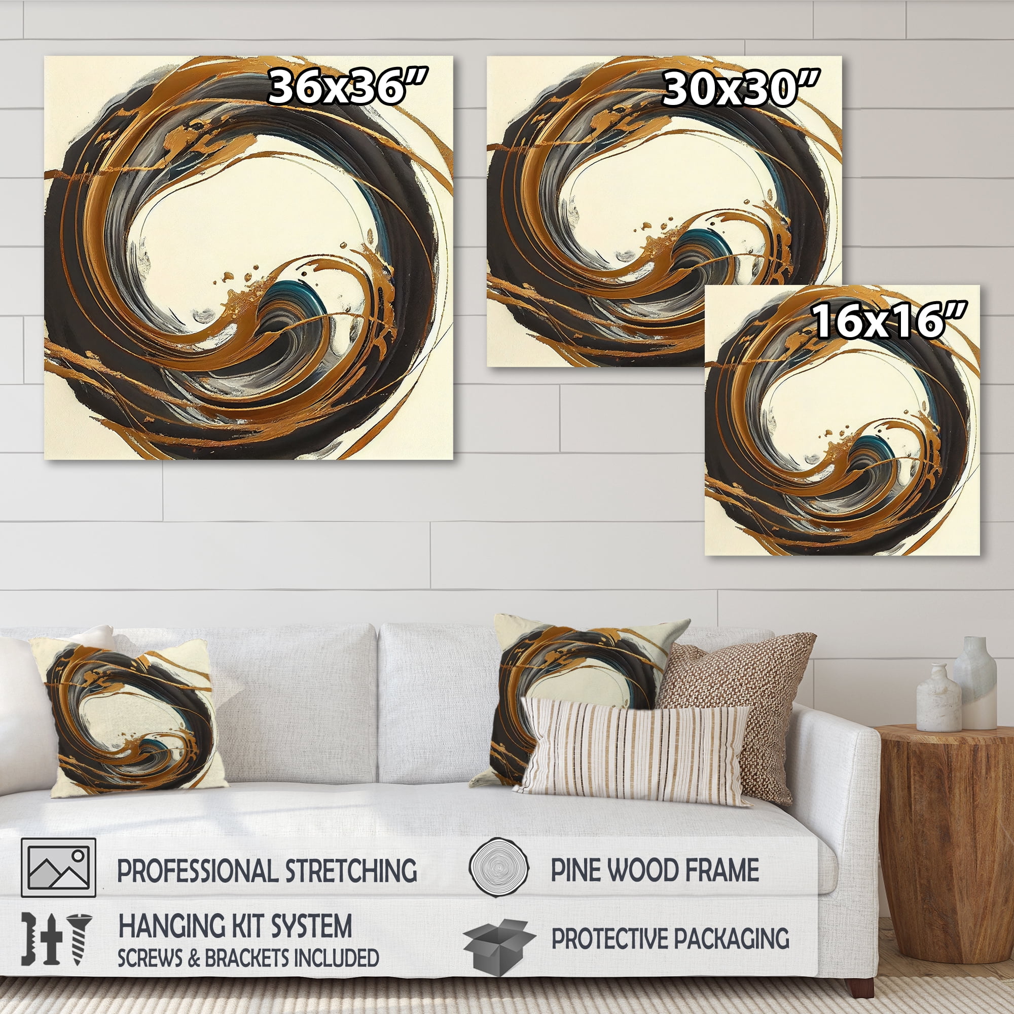 Designart Gold Glamour Circle I Canvas Wall Art