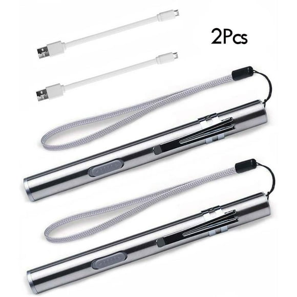YOPTOP Pen Light Flashlight with USB Cable, 2Pcs Rechargeable Small Bright Penlight Mini LED Pen Flashlight Pocket Flashlight for Camping Outdoor Work Repair