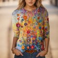 thumbnail image 2 of Trendfront Womens Abstract Print T Shirts Crewneck 3/4 Sleeve Relaxed Fit Casual Summer Fall Tee Tops for Women, 2 of 4