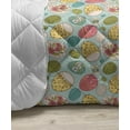 thumbnail image 3 of Easter Down Alternative Comforter, Cartoon Style Holiday Celebration Elements Zigzags and Waves with Bunnies and Dots, Microfiber Quilt for All Season, 5 Sizes, Multicolor, by Ambesonne, 3 of 3