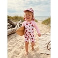 thumbnail image 4 of BemeyourBBs Toddler Baby Girl One Piece Swimsuit with Hat Infant Baby Bathing Suit Rash Guard Strawberry Bow Cherry Print Long Sleeves Front Zipper Swimwear Summer Beachwear, 4 of 9