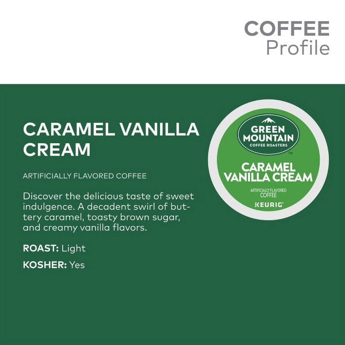 Green Mountain Coffee, Caramel Vanilla Cream, Single-Serve Keurig K-Cup Pods, Light Roast, 48 Count (2 Boxes of 24 Pods)