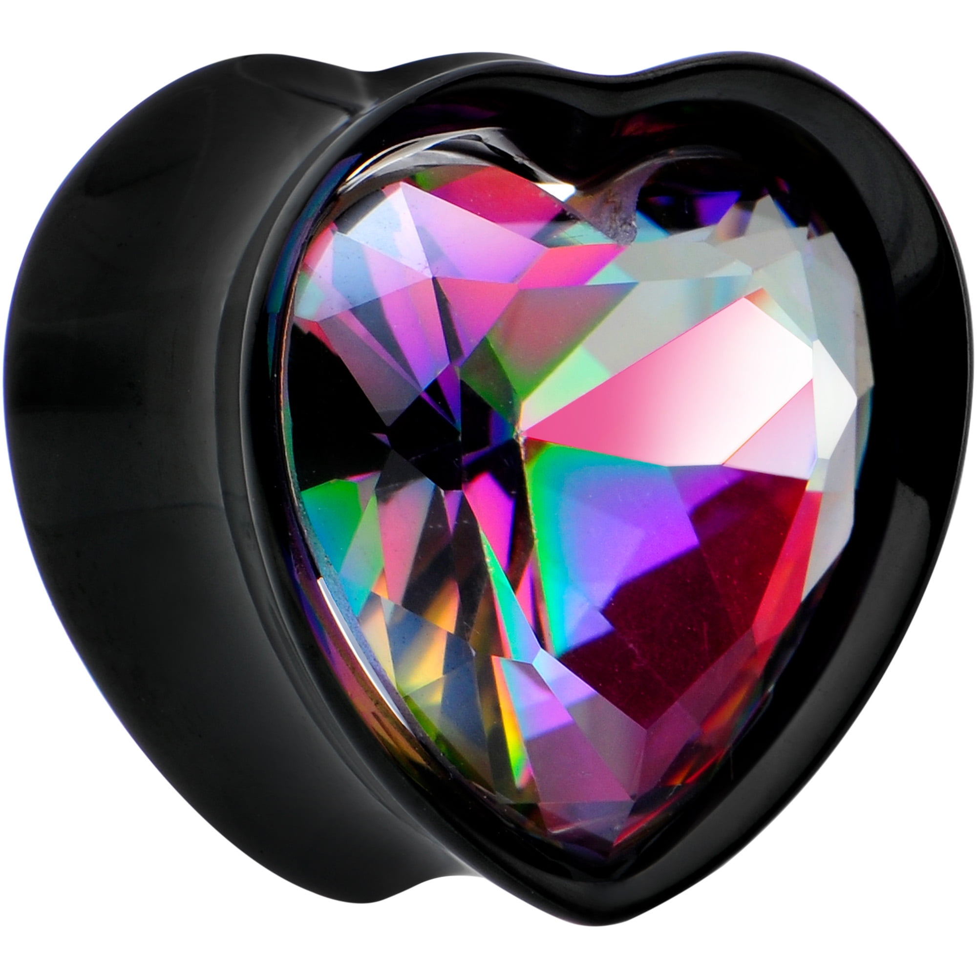 Body Candy Unisex 5/8 Stainless Steel Black Double Flare Heart Plug Earring  Ear Plug Gauges Set of 2