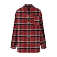 thumbnail image 6 of Women's Plaid Button Up Shirts Shackets Long Sleeve Lapel Collar Flannel Casual Fall Lightweight Jacket Outwear (2XL, Red), 6 of 6