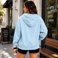 thumbnail image 6 of Hearthz Women's Zip Up Hoodie Jacket Solid Color Drop Shoulder Zipper Hoodies for Women Fall Winter Warm Pullover Sweatshirts for Women with Pocket Light Blue XXXL, 6 of 6