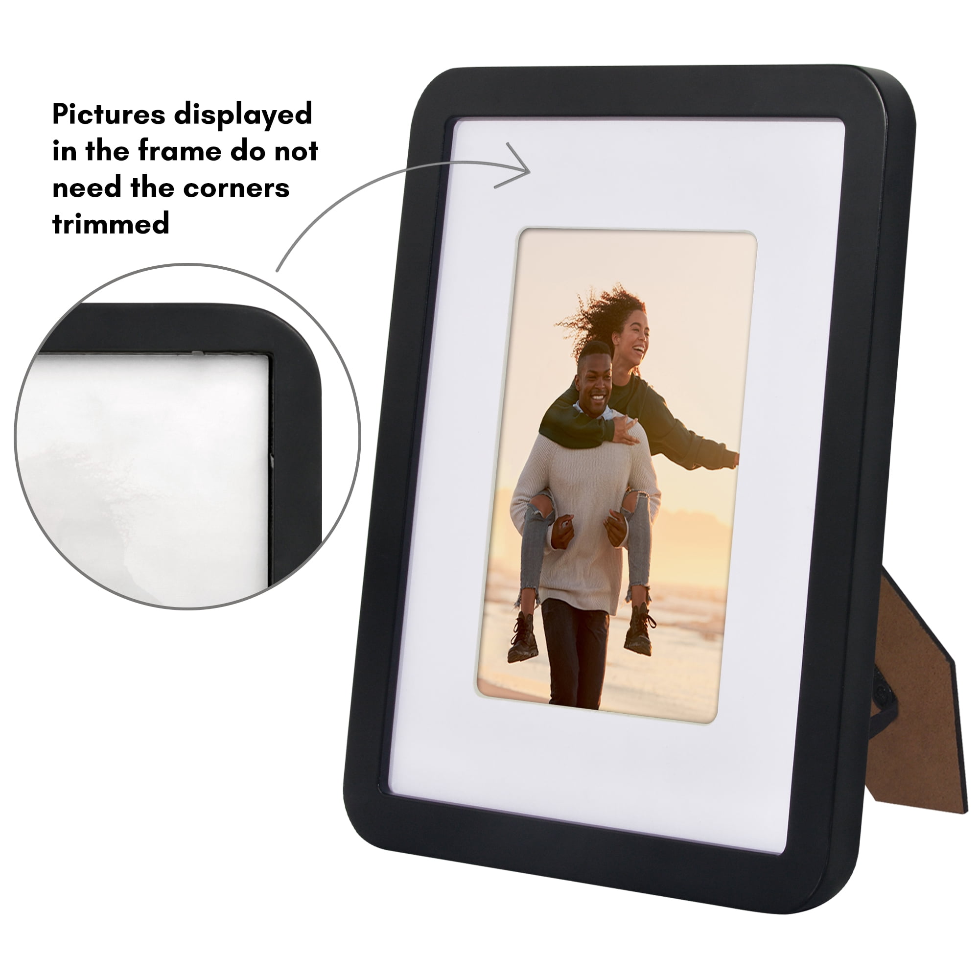 Americanflat Curved Corner Photo Frame With Mat & Shatter-Resistant Glass - 8x10 - Black