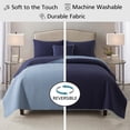 thumbnail image 4 of NSH by New Sega Home 4-Piece Navy Pinsonic Reversible Waffle Textured Quilt Set with Reversible Shams and Decorative Pillow, Full/Queen, 4 of 9