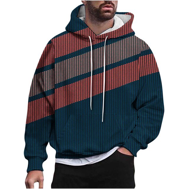 Rbaofujie Chemises à Manches Longues pour Hommes Chandails en Molleton à Capuche Mode Décontractée Col Rond Imprimé Pull Manches Longues Hauts Chandails en Molleton Chandails en Molleton pour Hommes